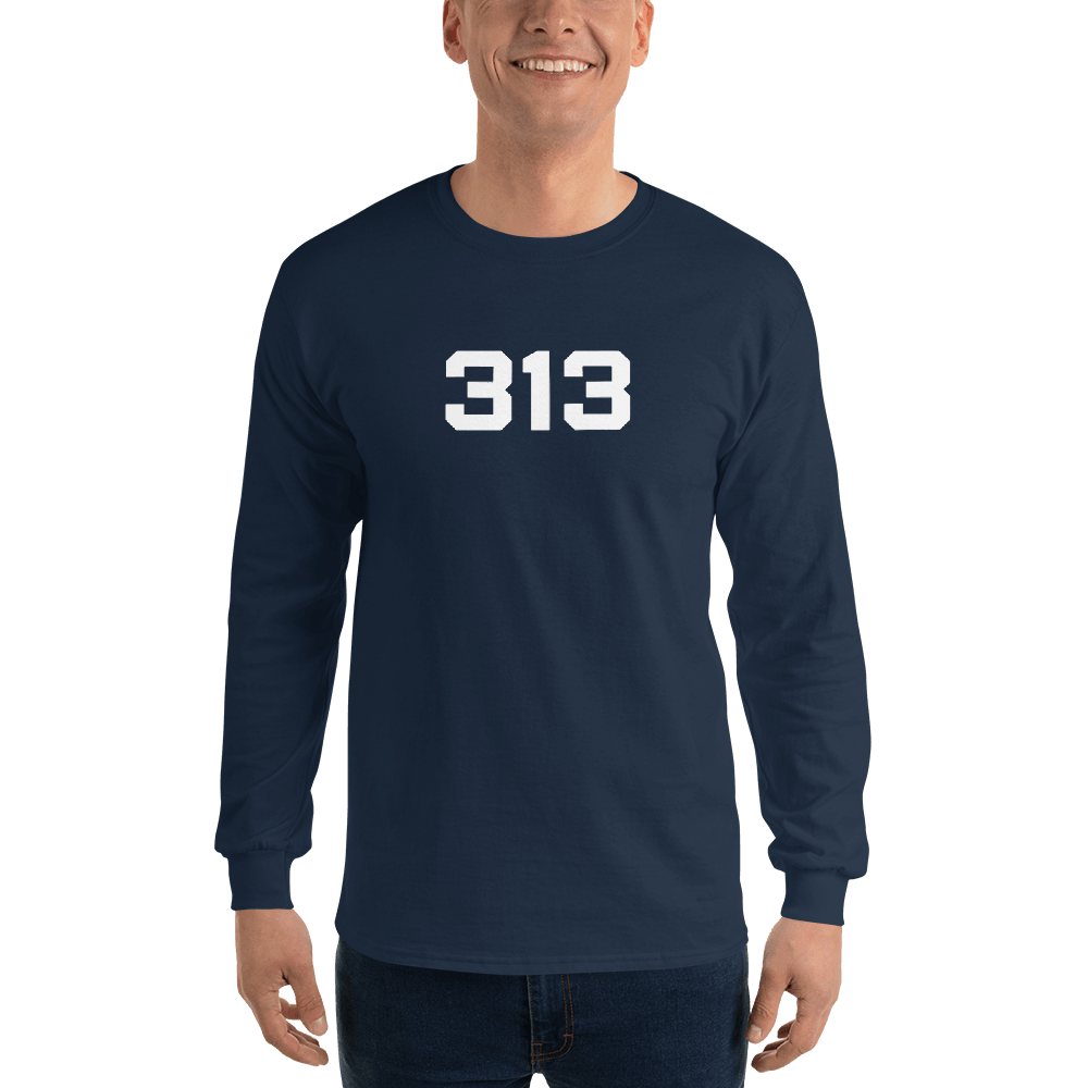 Detroit '313' T-Shirt (Athletic Font) | Unisex Long Sleeve - Circumspice Michigan