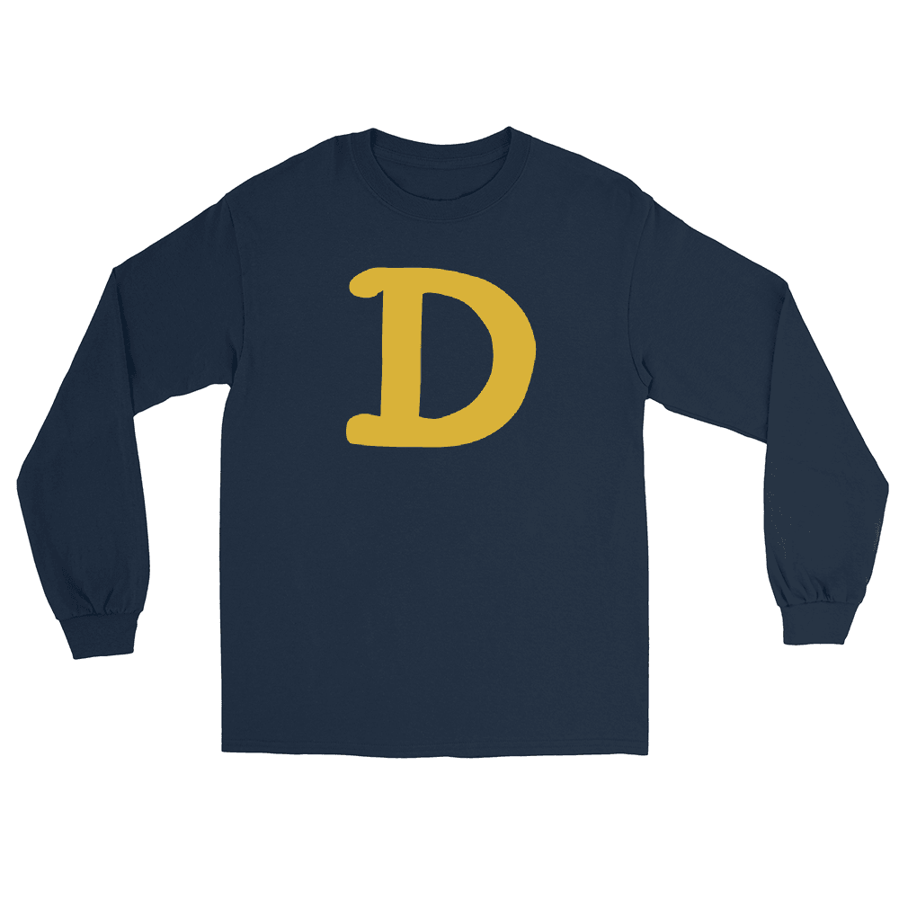 Detroit 'Old French D' T-Shirt (Gold Full Body Outline) | Unisex Long Sleeve - Circumspice Michigan