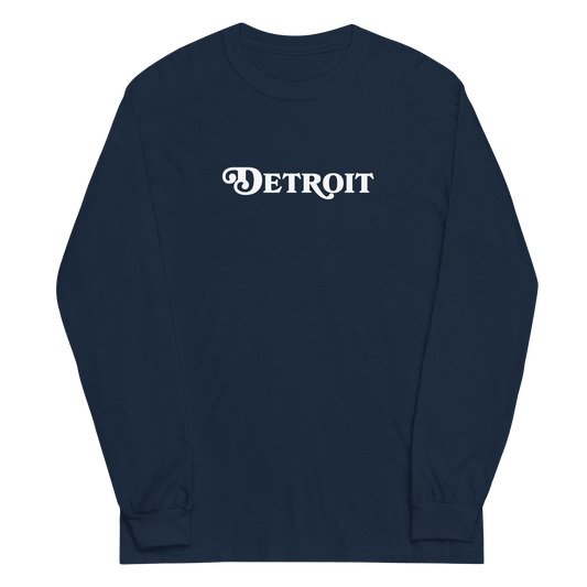 'Detroit' T-Shirt (Sloped Roman Font) | Unisex Long Sleeve - Circumspice Michigan