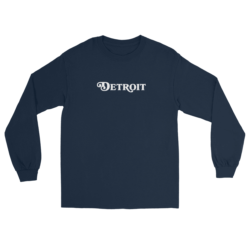 'Detroit' T-Shirt (Sloped Roman Font) | Unisex Long Sleeve - Circumspice Michigan