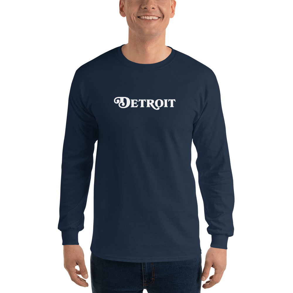 'Detroit' T-Shirt (Sloped Roman Font) | Unisex Long Sleeve - Circumspice Michigan