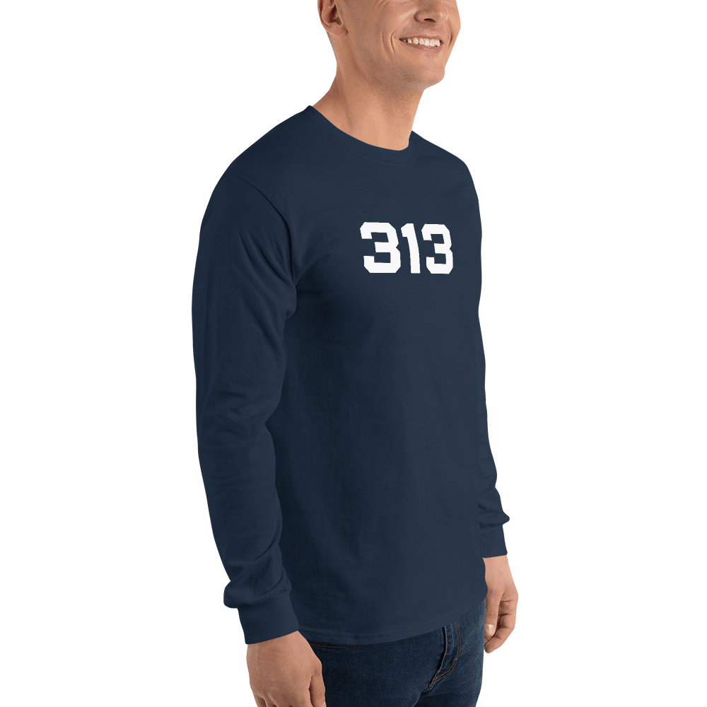 Detroit '313' T-Shirt (Athletic Font) | Unisex Long Sleeve - Circumspice Michigan