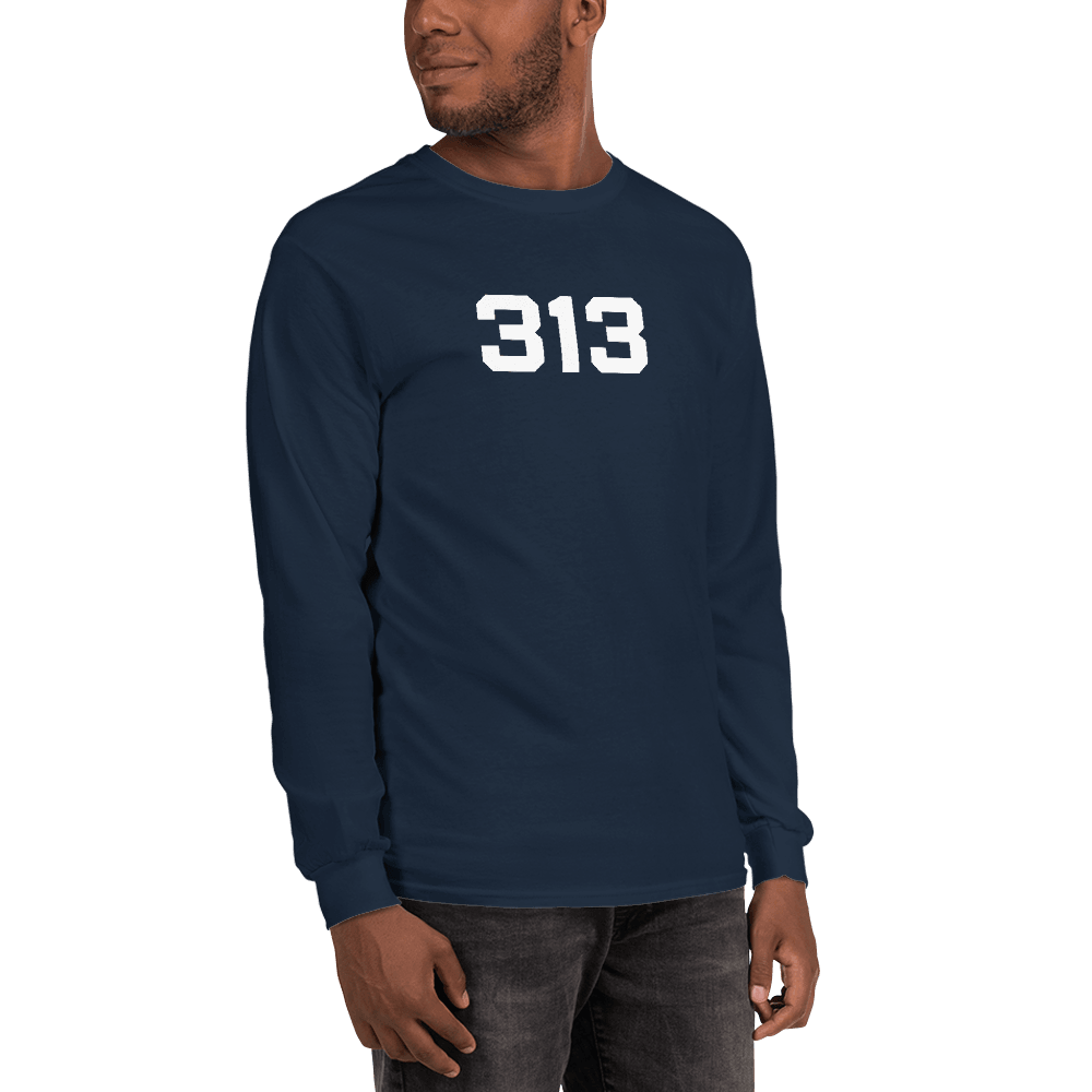 Detroit '313' T-Shirt (Athletic Font) | Unisex Long Sleeve - Circumspice Michigan