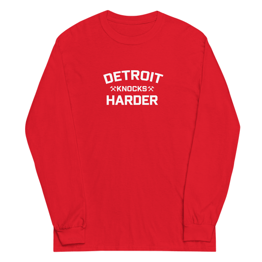 'Detroit Knocks Harder' T-Shirt | Unisex Long Sleeve - Circumspice Michigan