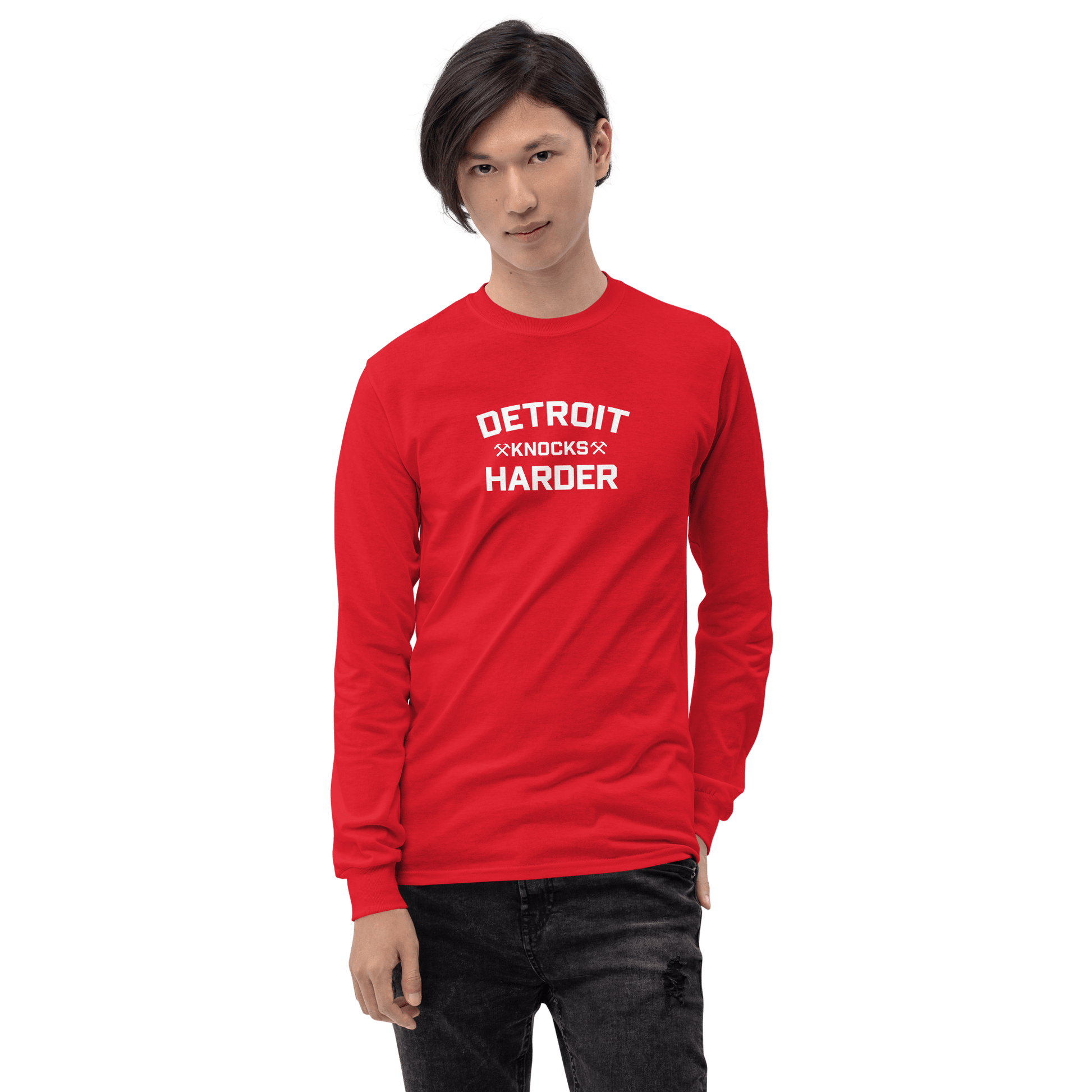 'Detroit Knocks Harder' T-Shirt | Unisex Long Sleeve - Circumspice Michigan