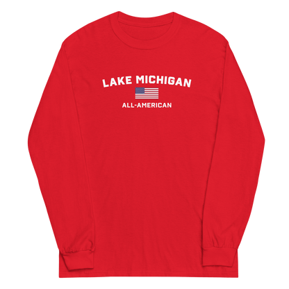 'Lake Michigan All American' T-Shirt | Unisex Long Sleeve - Circumspice Michigan