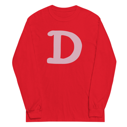 Detroit 'Old French D' T-Shirt (Pink Full Body Outline) | Unisex Long Sleeve - Circumspice Michigan