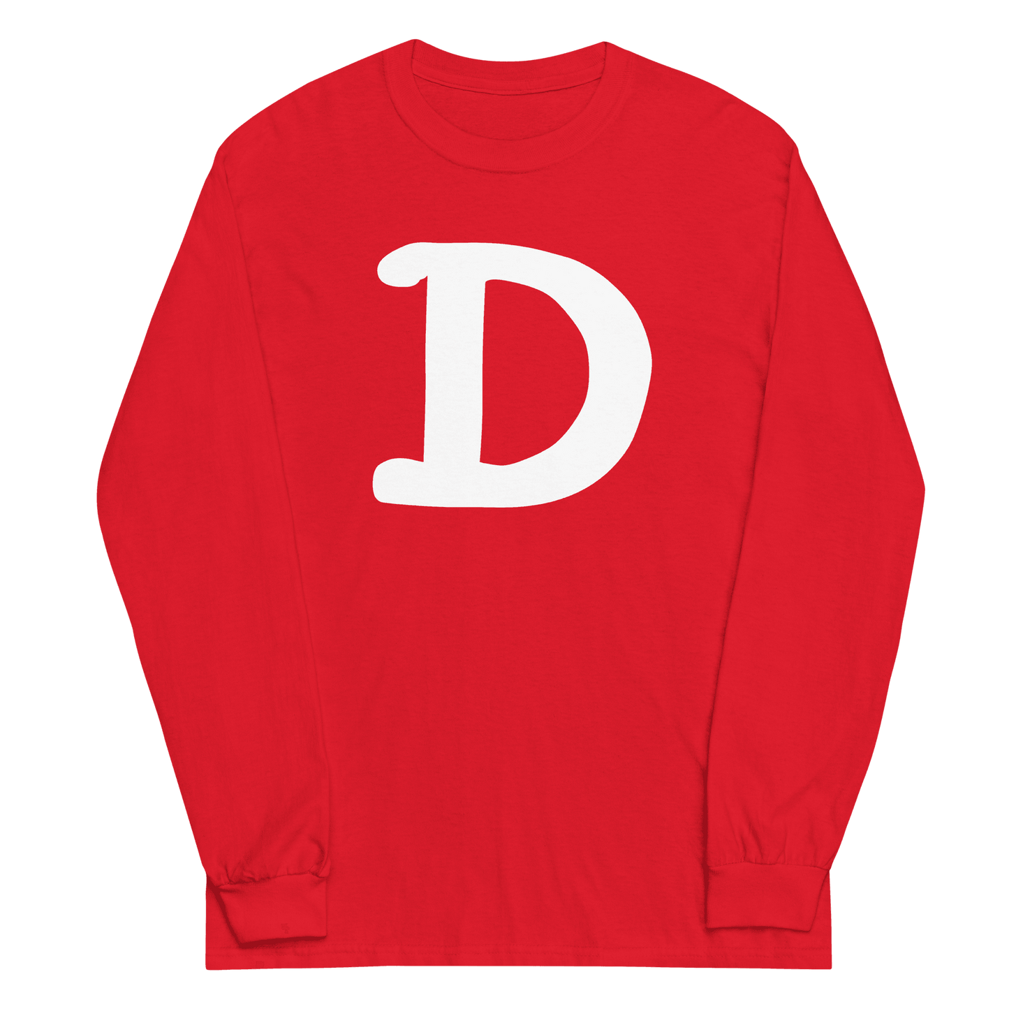 Detroit 'Old French D' T-Shirt (White/Navy Full Body Outline) | Unisex Long Sleeve - Circumspice Michigan