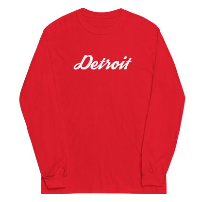 'Detroit' T-Shirt (Retro Script Font) | Unisex Long Sleeve - Circumspice Michigan