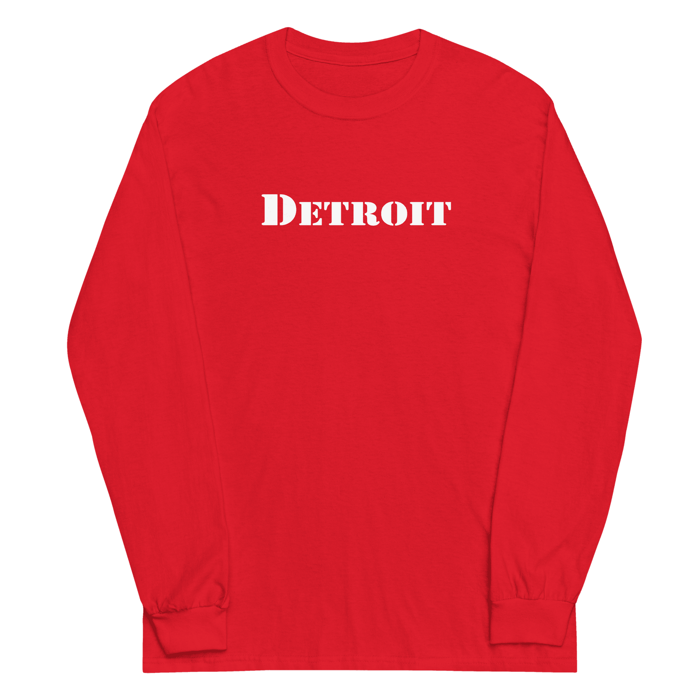 'Detroit' T-Shirt (Army Stencil Font) | Unisex Long Sleeve - Circumspice Michigan