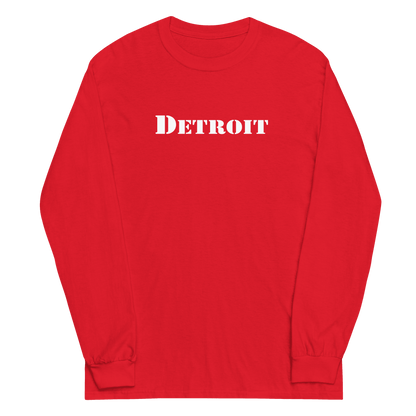 'Detroit' T-Shirt (Army Stencil Font) | Unisex Long Sleeve - Circumspice Michigan