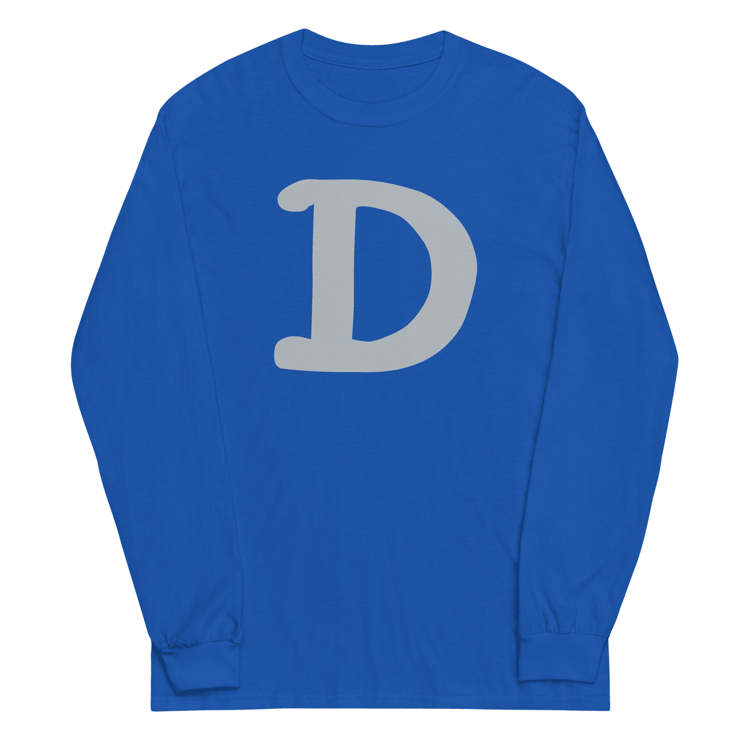 Detroit 'Old French D' T-Shirt (Silver Full Body Outline) | Unisex Long Sleeve - Circumspice Michigan