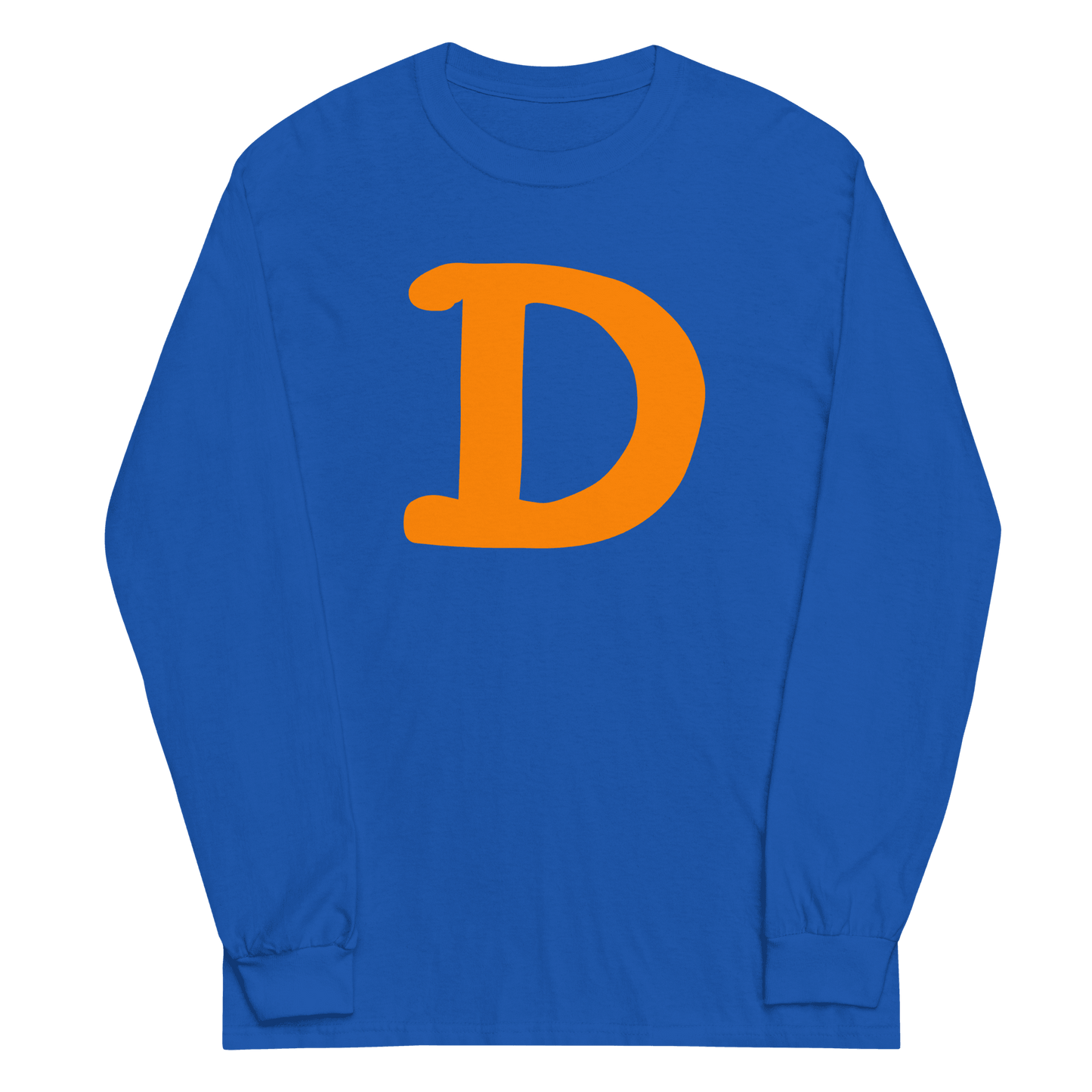 Detroit 'Old French D' T-Shirt (Orange Full Body Outline) | Unisex Long Sleeve - Circumspice Michigan