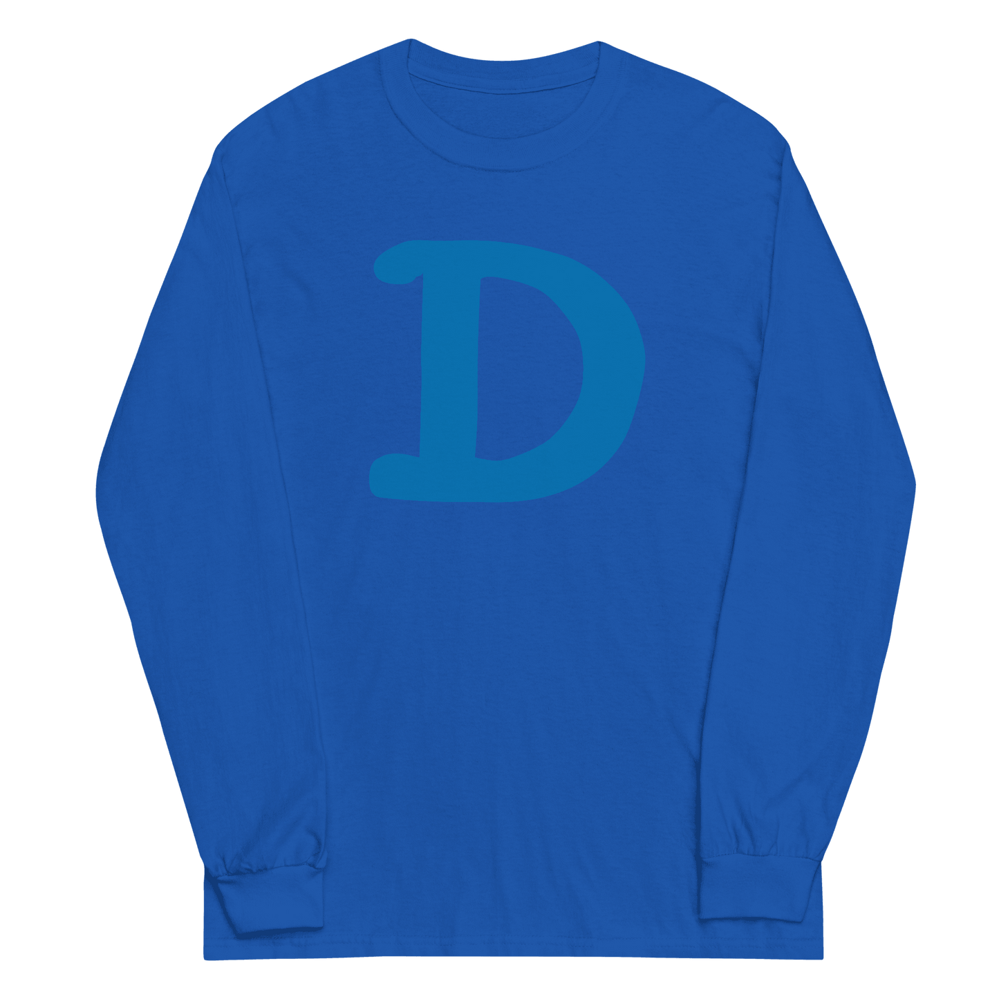 Detroit 'Old French D' T-Shirt (Azure Full Body Outline) | Unisex Long Sleeve - Circumspice Michigan