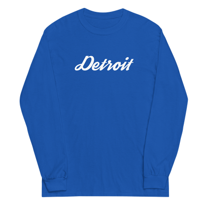 'Detroit' T-Shirt (Retro Script Font) | Unisex Long Sleeve - Circumspice Michigan