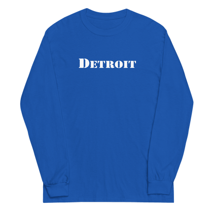 'Detroit' T-Shirt (Army Stencil Font) | Unisex Long Sleeve - Circumspice Michigan