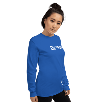 'Detroit' T-Shirt (1980s SciFi Font) | Unisex Long Sleeve - Circumspice Michigan