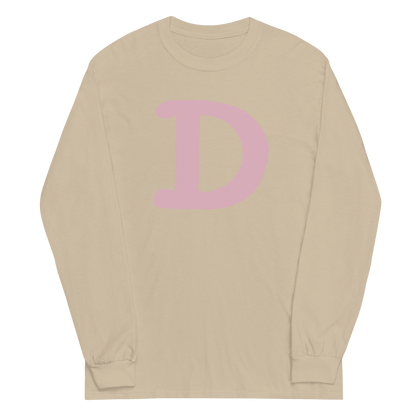 Detroit 'Old French D' T-Shirt (Pink Full Body Outline) | Unisex Long Sleeve - Circumspice Michigan