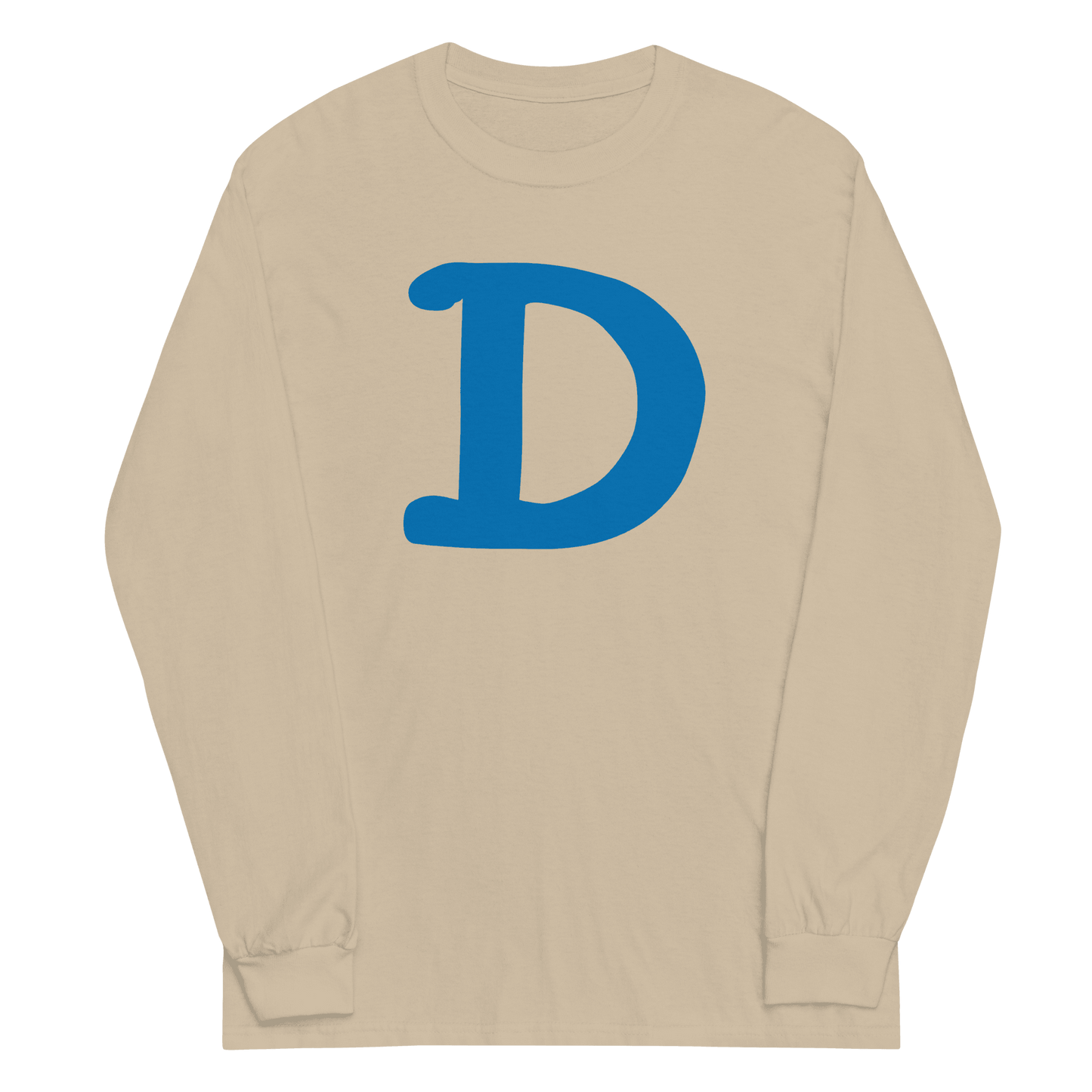 Detroit 'Old French D' T-Shirt (Azure Full Body Outline) | Unisex Long Sleeve - Circumspice Michigan