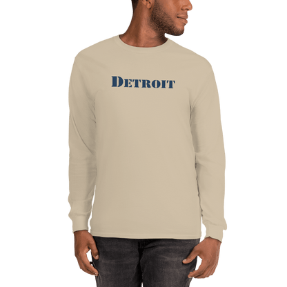 'Detroit' T-Shirt (Army Stencil Font) | Unisex Long Sleeve - Circumspice Michigan