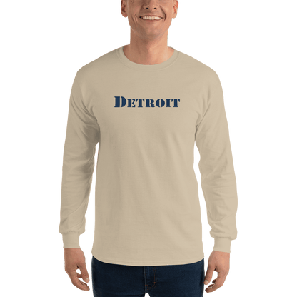 'Detroit' T-Shirt (Army Stencil Font) | Unisex Long Sleeve - Circumspice Michigan