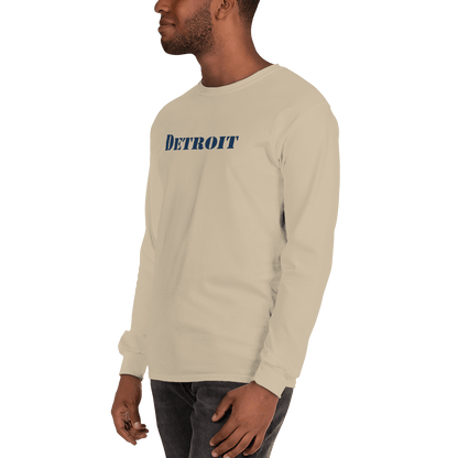 'Detroit' T-Shirt (Army Stencil Font) | Unisex Long Sleeve - Circumspice Michigan