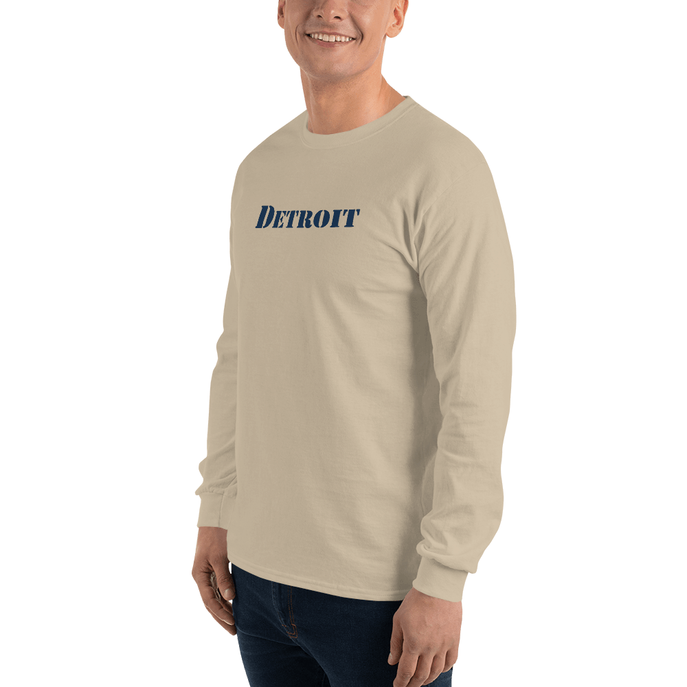 'Detroit' T-Shirt (Army Stencil Font) | Unisex Long Sleeve - Circumspice Michigan