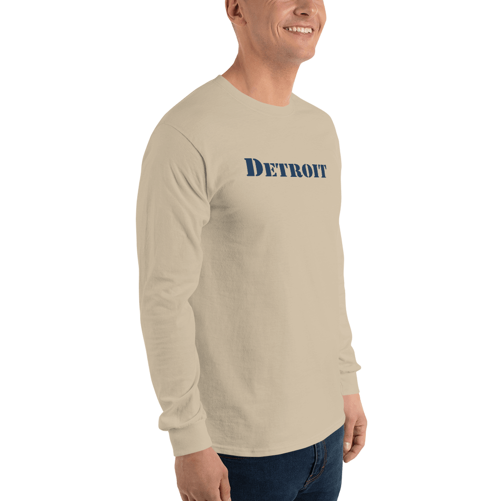 'Detroit' T-Shirt (Army Stencil Font) | Unisex Long Sleeve - Circumspice Michigan