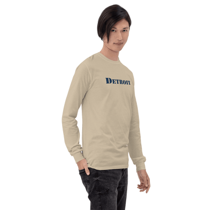 'Detroit' T-Shirt (Army Stencil Font) | Unisex Long Sleeve - Circumspice Michigan