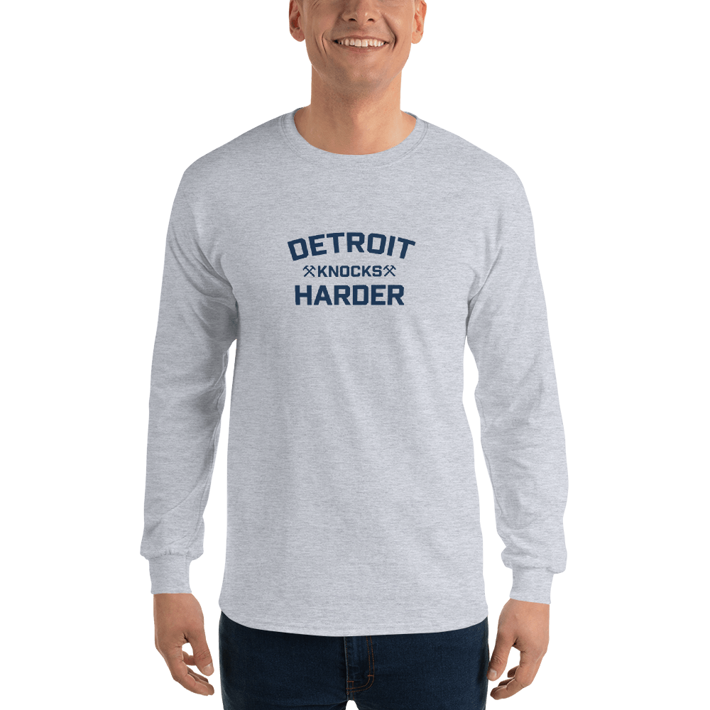 'Detroit Knocks Harder' T-Shirt | Unisex Long Sleeve - Circumspice Michigan