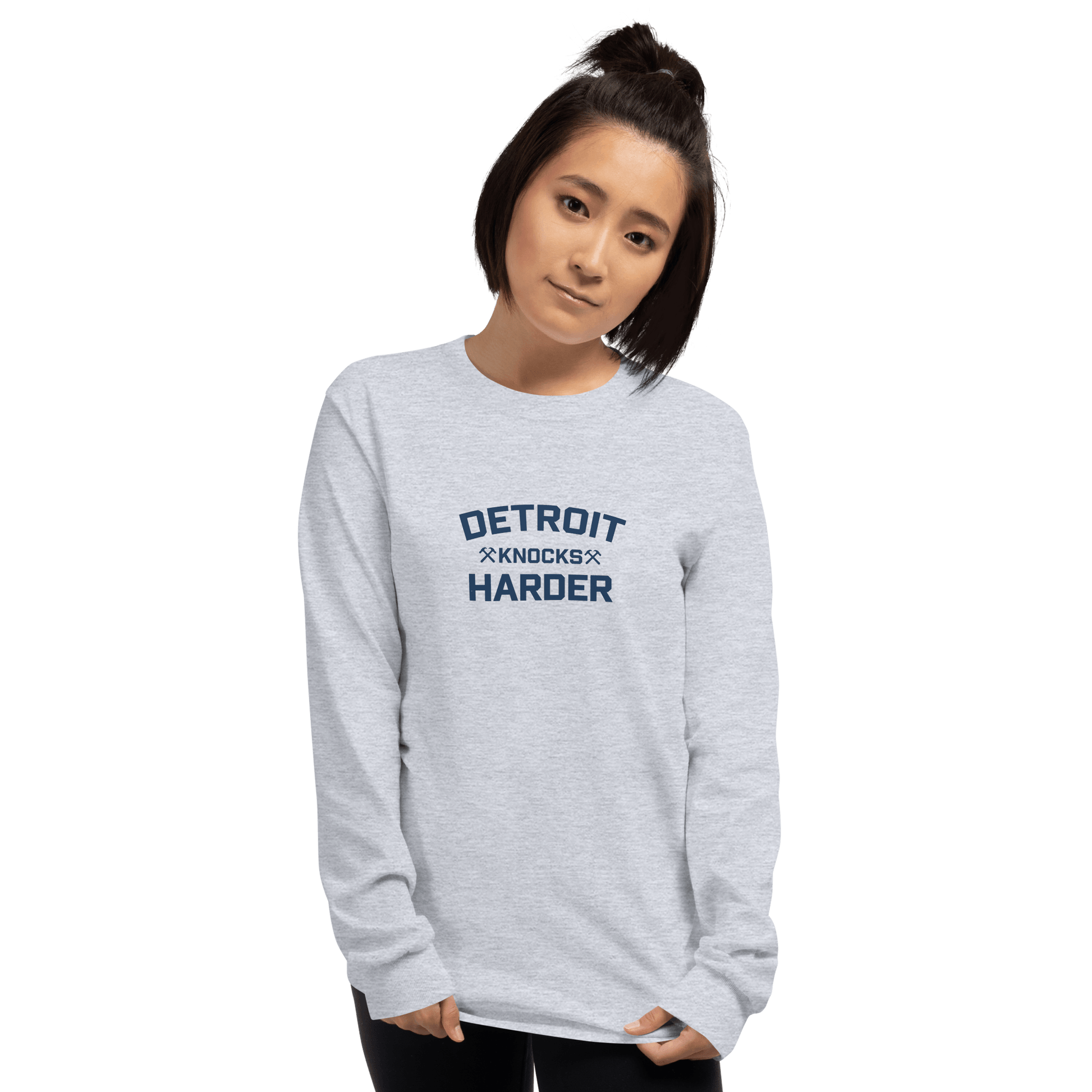 'Detroit Knocks Harder' T-Shirt | Unisex Long Sleeve - Circumspice Michigan