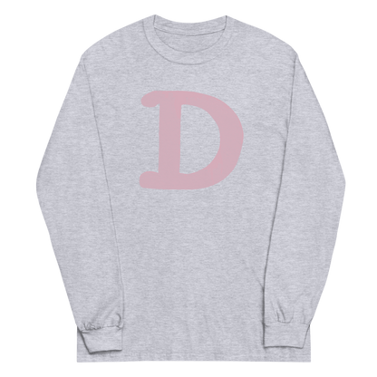 Detroit 'Old French D' T-Shirt (Pink Full Body Outline) | Unisex Long Sleeve - Circumspice Michigan