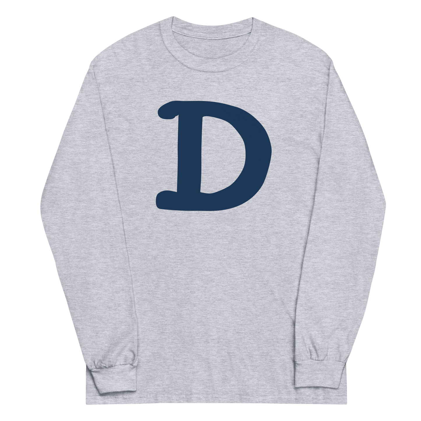 Detroit 'Old French D' T-Shirt (White/Navy Full Body Outline) | Unisex Long Sleeve - Circumspice Michigan