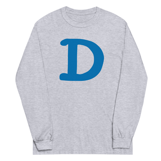Detroit 'Old French D' T-Shirt (Azure Full Body Outline) | Unisex Long Sleeve - Circumspice Michigan