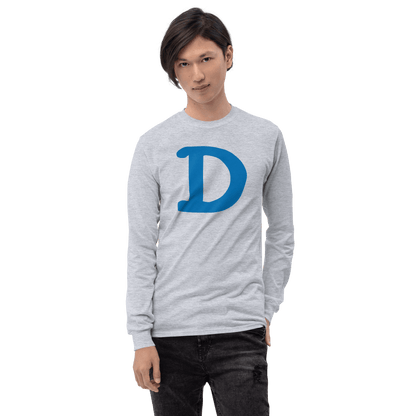 Detroit 'Old French D' T-Shirt (Azure Full Body Outline) | Unisex Long Sleeve - Circumspice Michigan