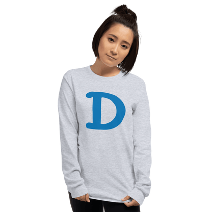 Detroit 'Old French D' T-Shirt (Azure Full Body Outline) | Unisex Long Sleeve - Circumspice Michigan