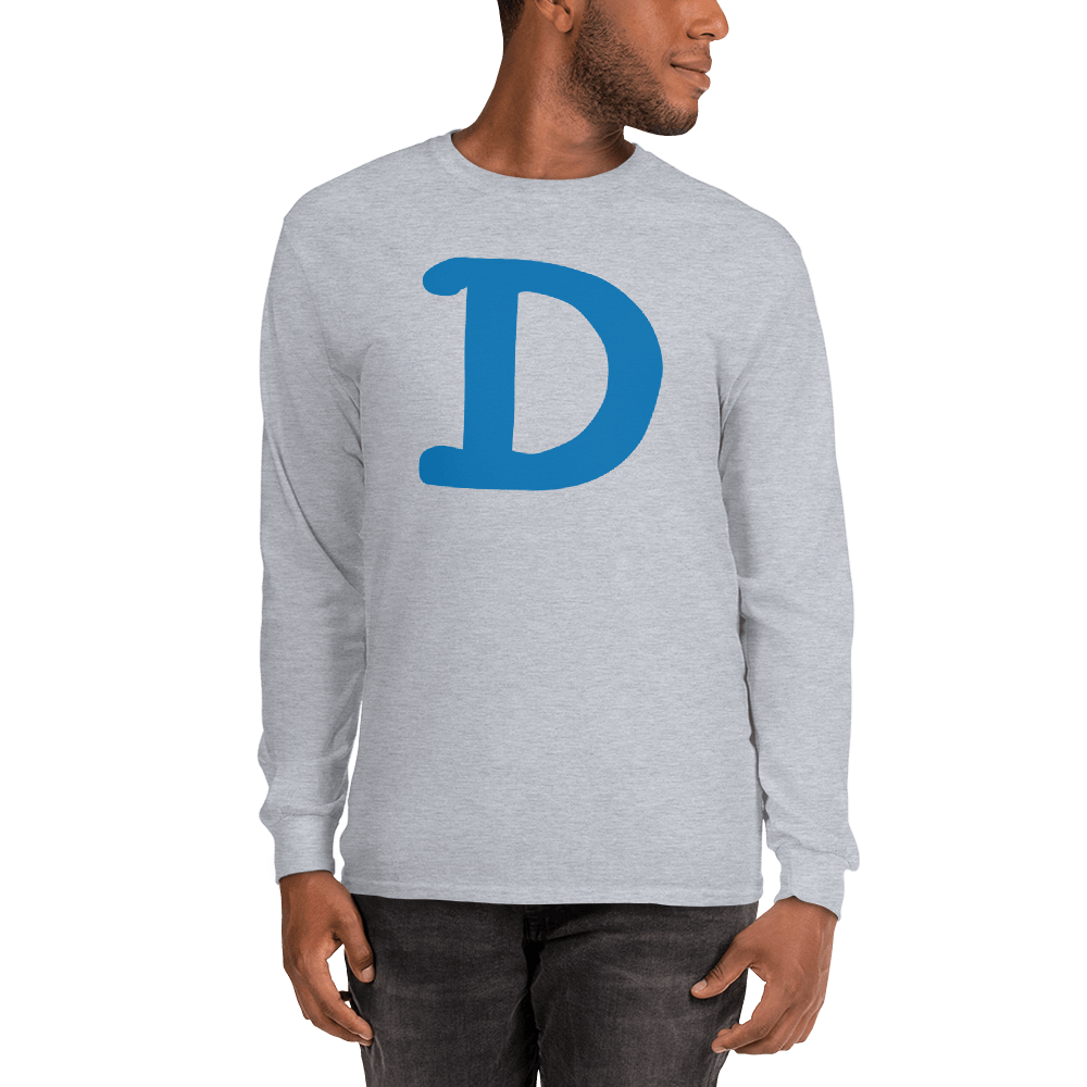 Detroit 'Old French D' T-Shirt (Azure Full Body Outline) | Unisex Long Sleeve - Circumspice Michigan