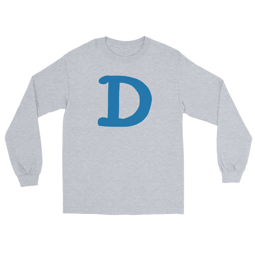 Detroit 'Old French D' T-Shirt (Azure Full Body Outline) | Unisex Long Sleeve - Circumspice Michigan