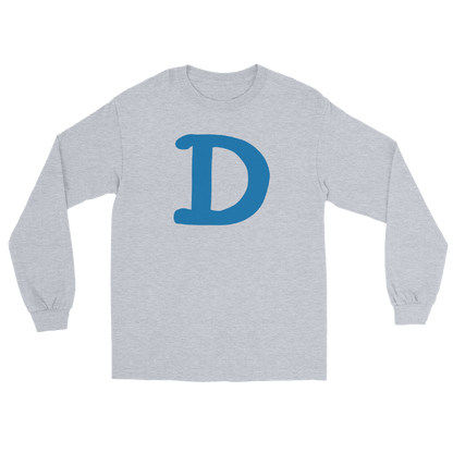 Detroit 'Old French D' T-Shirt (Azure Full Body Outline) | Unisex Long Sleeve - Circumspice Michigan