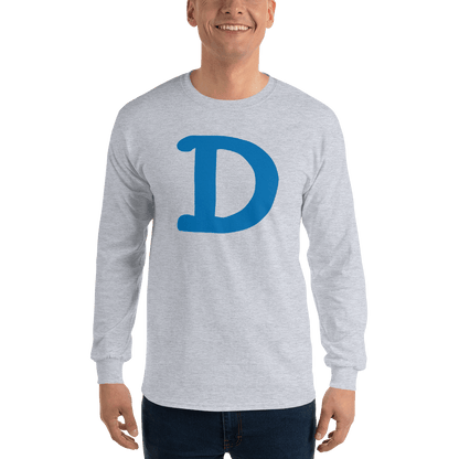 Detroit 'Old French D' T-Shirt (Azure Full Body Outline) | Unisex Long Sleeve - Circumspice Michigan