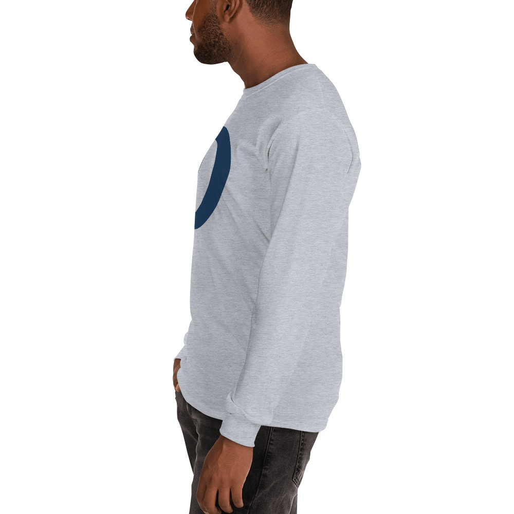 Detroit 'Old French D' T-Shirt (White/Navy Full Body Outline) | Unisex Long Sleeve - Circumspice Michigan