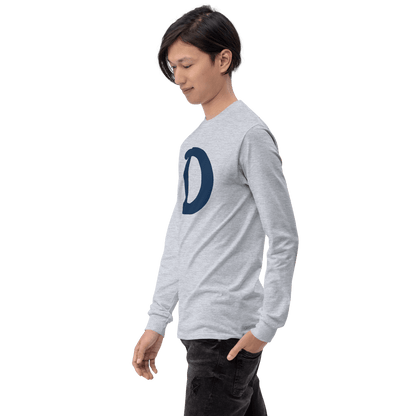 Detroit 'Old French D' T-Shirt (White/Navy Full Body Outline) | Unisex Long Sleeve - Circumspice Michigan