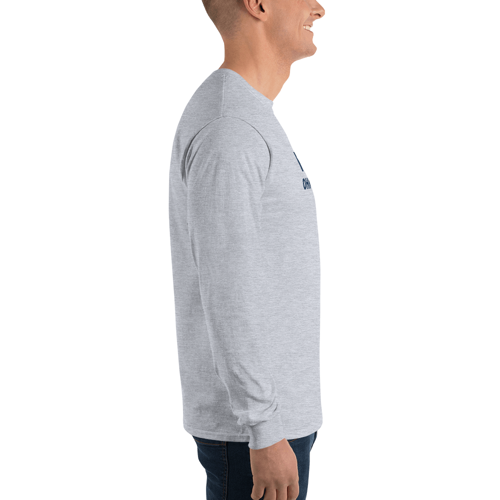 'F*ck Ohio State' T-Shirt (White/Navy Type w/ Lower Peninsula Outline ) | Unisex Long Sleeve - Circumspice Michigan