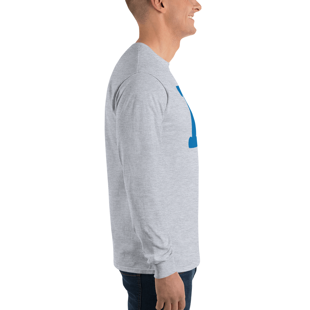 Detroit 'Old French D' T-Shirt (Azure Full Body Outline) | Unisex Long Sleeve - Circumspice Michigan