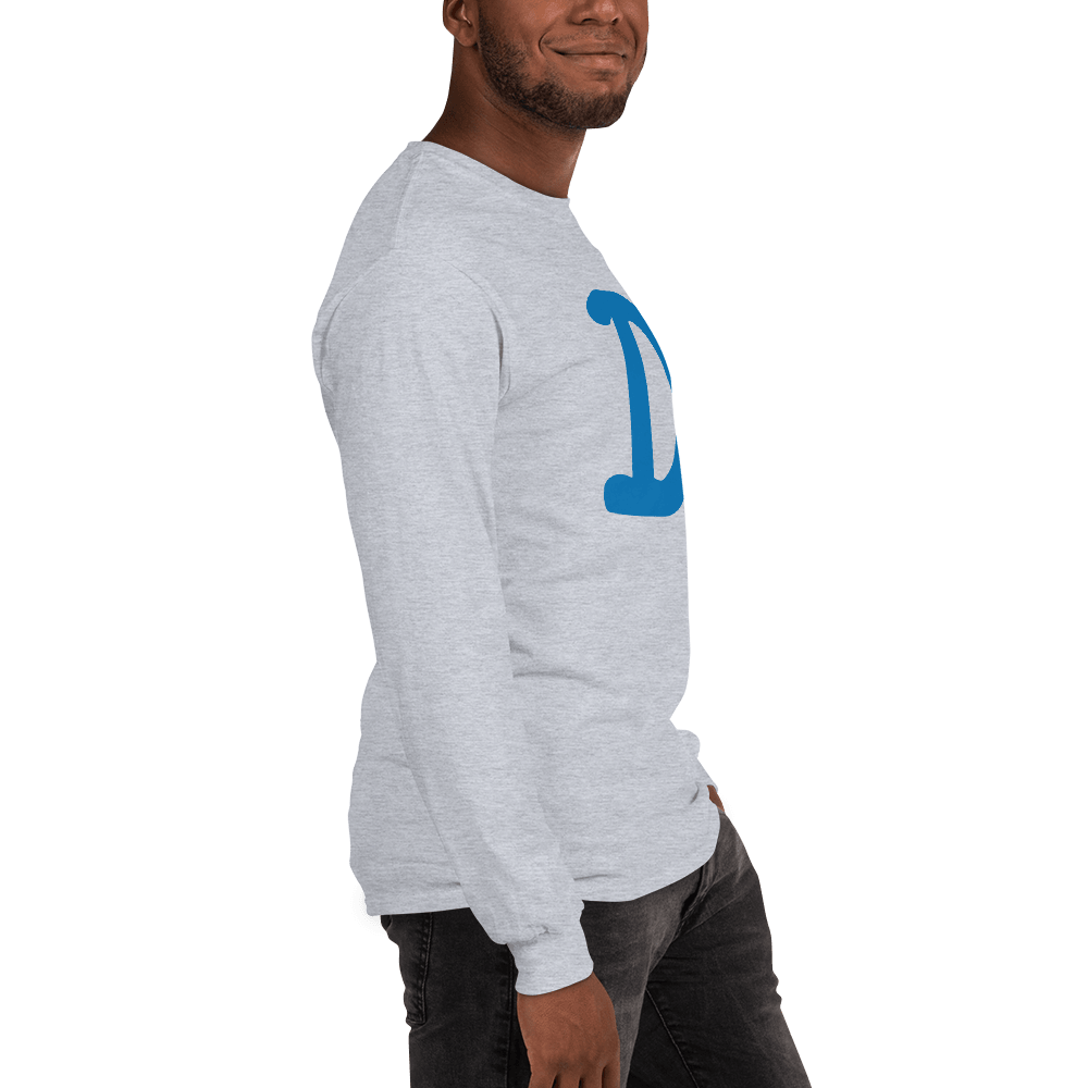 Detroit 'Old French D' T-Shirt (Azure Full Body Outline) | Unisex Long Sleeve - Circumspice Michigan