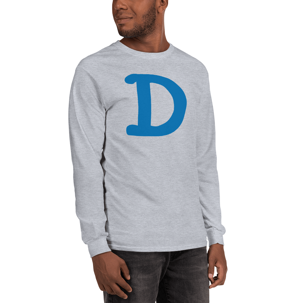 Detroit 'Old French D' T-Shirt (Azure Full Body Outline) | Unisex Long Sleeve - Circumspice Michigan