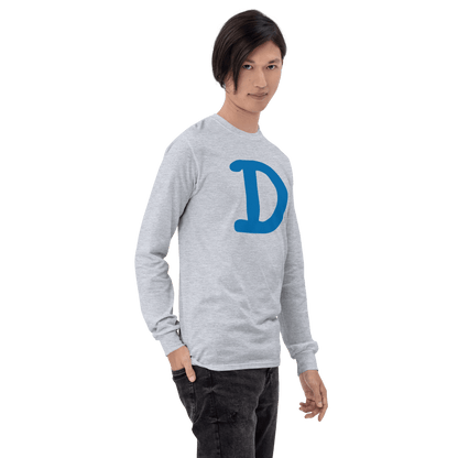 Detroit 'Old French D' T-Shirt (Azure Full Body Outline) | Unisex Long Sleeve - Circumspice Michigan