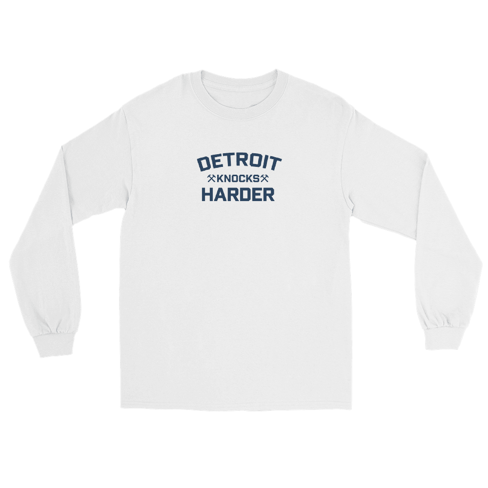 'Detroit Knocks Harder' T-Shirt | Unisex Long Sleeve - Circumspice Michigan