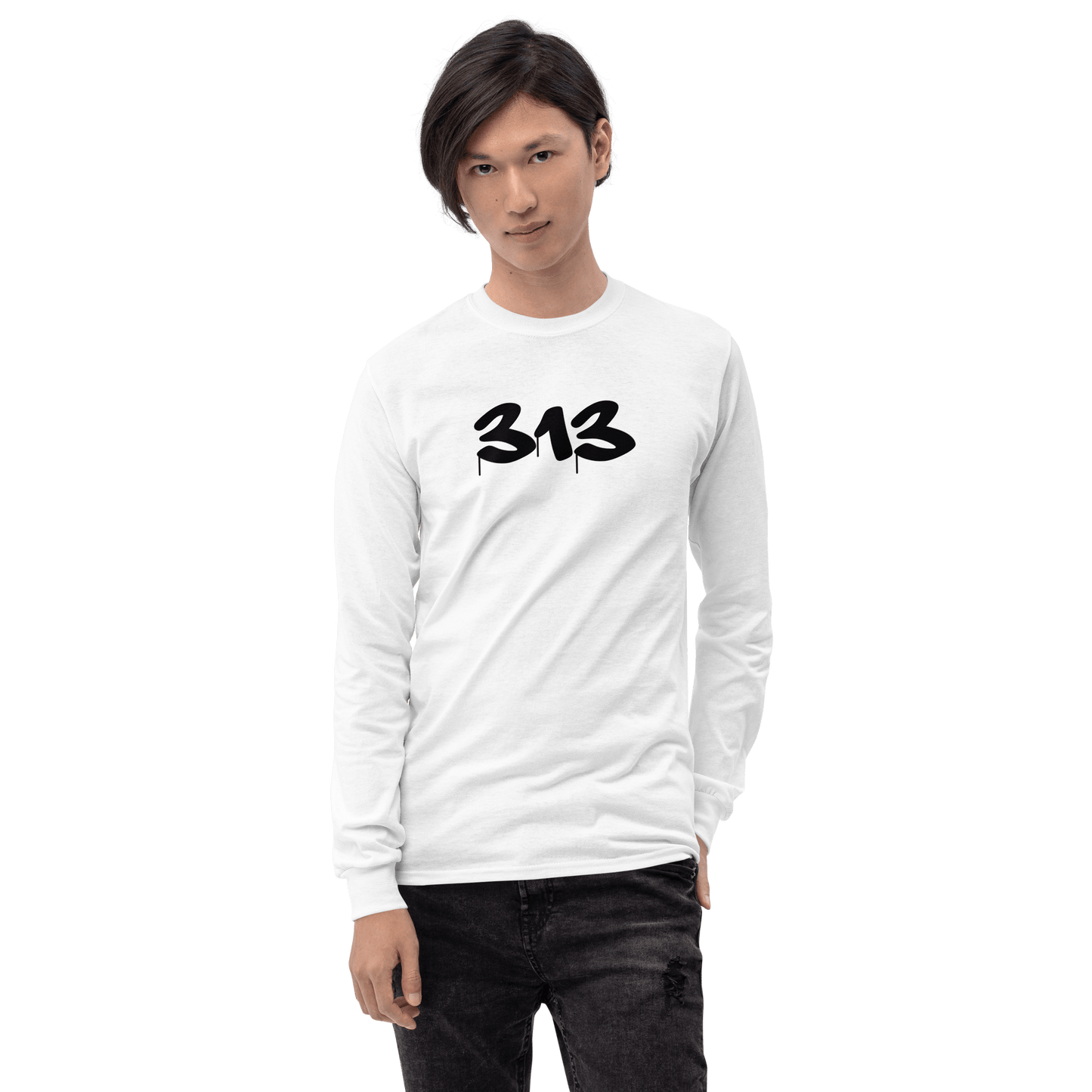 Detroit '313' T-Shirt (Tag Font) | Unisex Long Sleeve - Circumspice Michigan