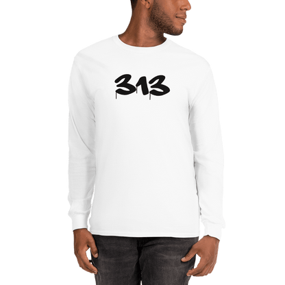 Detroit '313' T-Shirt (Tag Font) | Unisex Long Sleeve - Circumspice Michigan